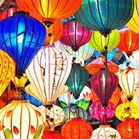 A group of colorful paper lanterns.