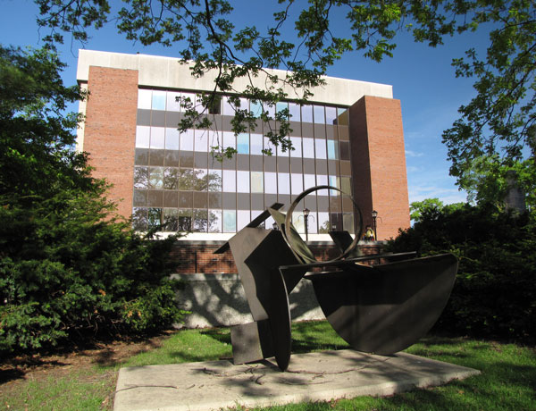 A sculpture outside DeGarmo Hall.