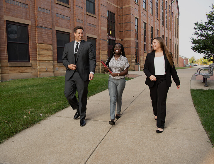 Business students walking